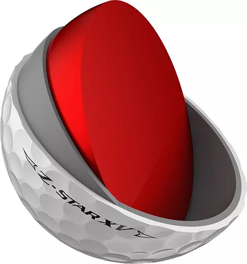 Srixon 2022 Z-STAR XV golf balls showing the white balls with black and gold branding, designed for high performance on the course.