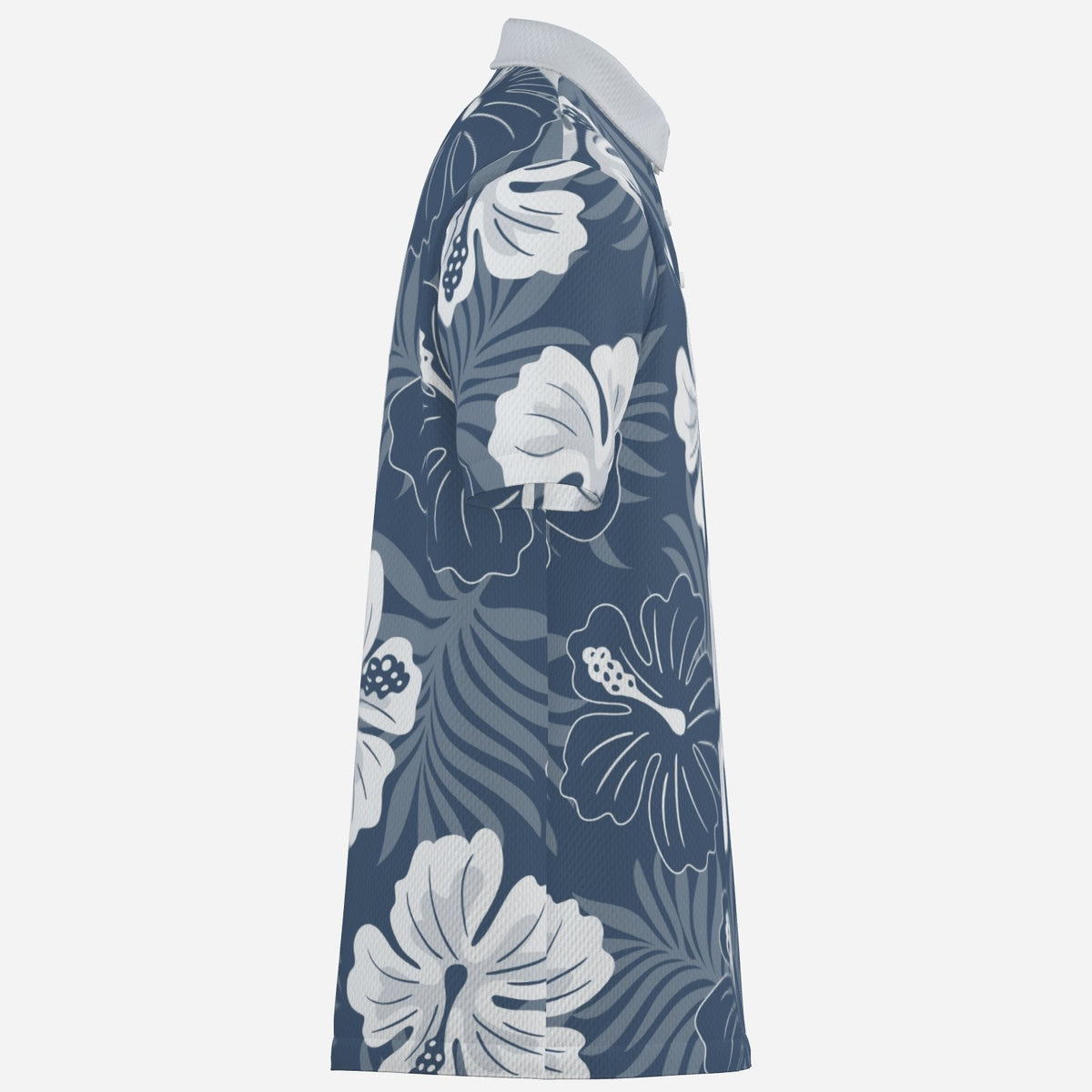 Men's Tropical Oasis Performance golf polo by Iron Sight Golf, featuring vibrant tropical print and moisture-wicking fabric.