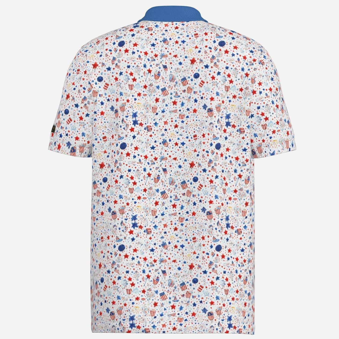 Men's 4th of July Party Performance Golf Polo by Iron Sight Golf, featuring patriotic design and breathable fabric.