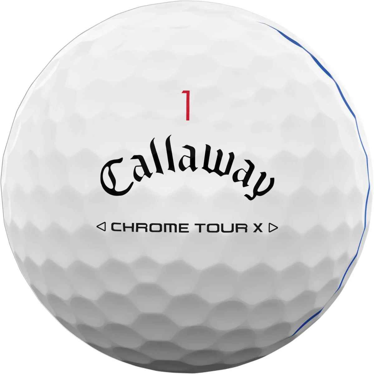 Callaway 2024 Chrome Tour X Triple Track golf balls with distinctive Triple Track design, shown in a close-up image.
