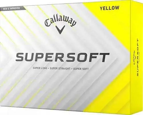 Callaway 2026 Supersoft golf balls by ParWestGolf, close-up of a set of soft, white golf balls with branding.