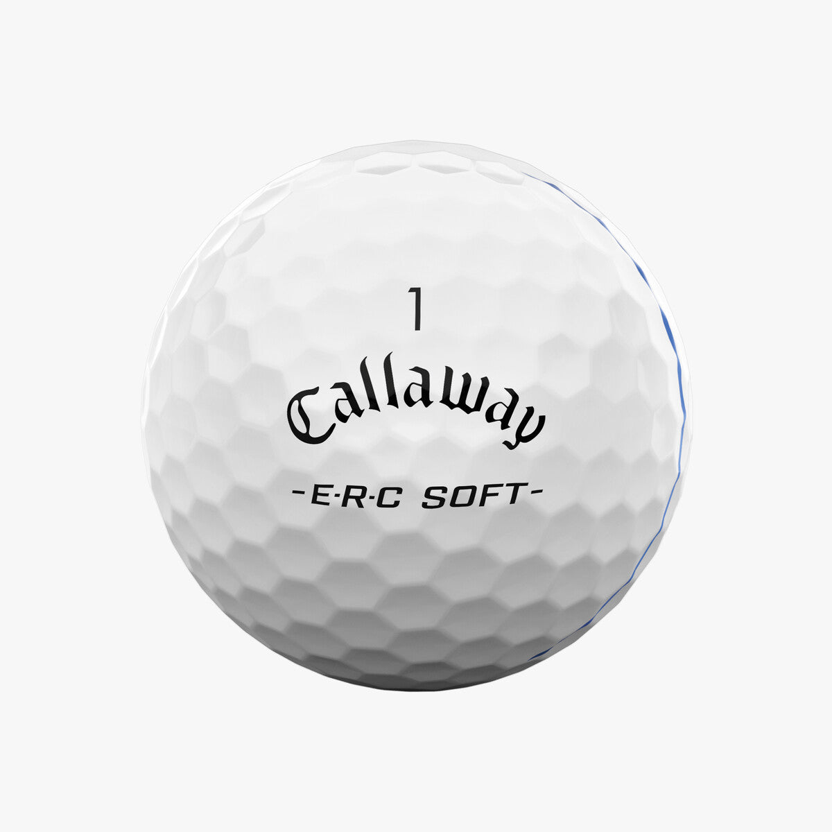 Callaway ERC Soft golf balls with Triple Track technology, white with red and blue markings, on a golf course.