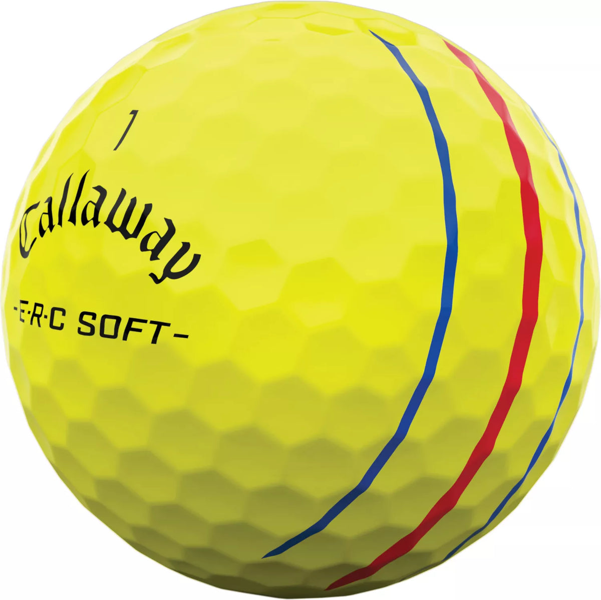 Callaway ERC Soft golf balls with Triple Track lines, shown in white with textured surface, designed for improved accuracy and distance.
