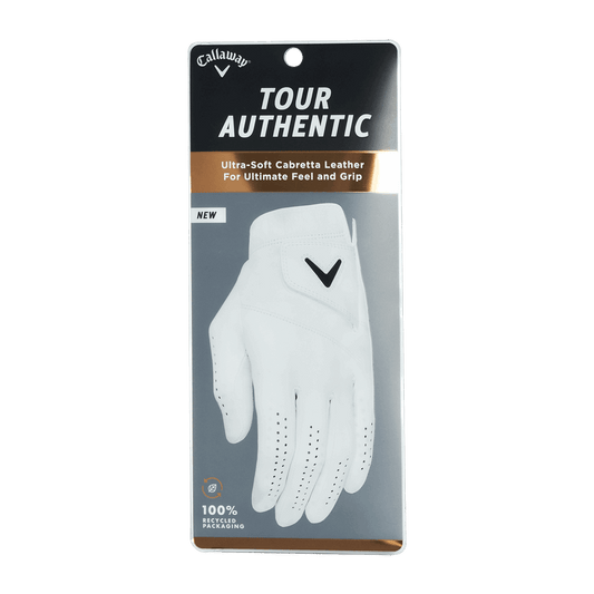 Callaway Tour Authentic golf gloves by ParWestGolf, showing the black and white textured leather grip and branding details.