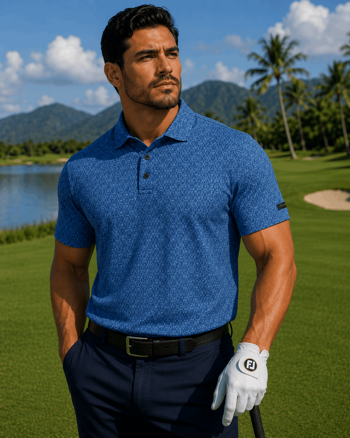 Men's Royal-Links Performance Golf Polo by Iron Sight Golf, featuring a lightweight fabric and classic design.