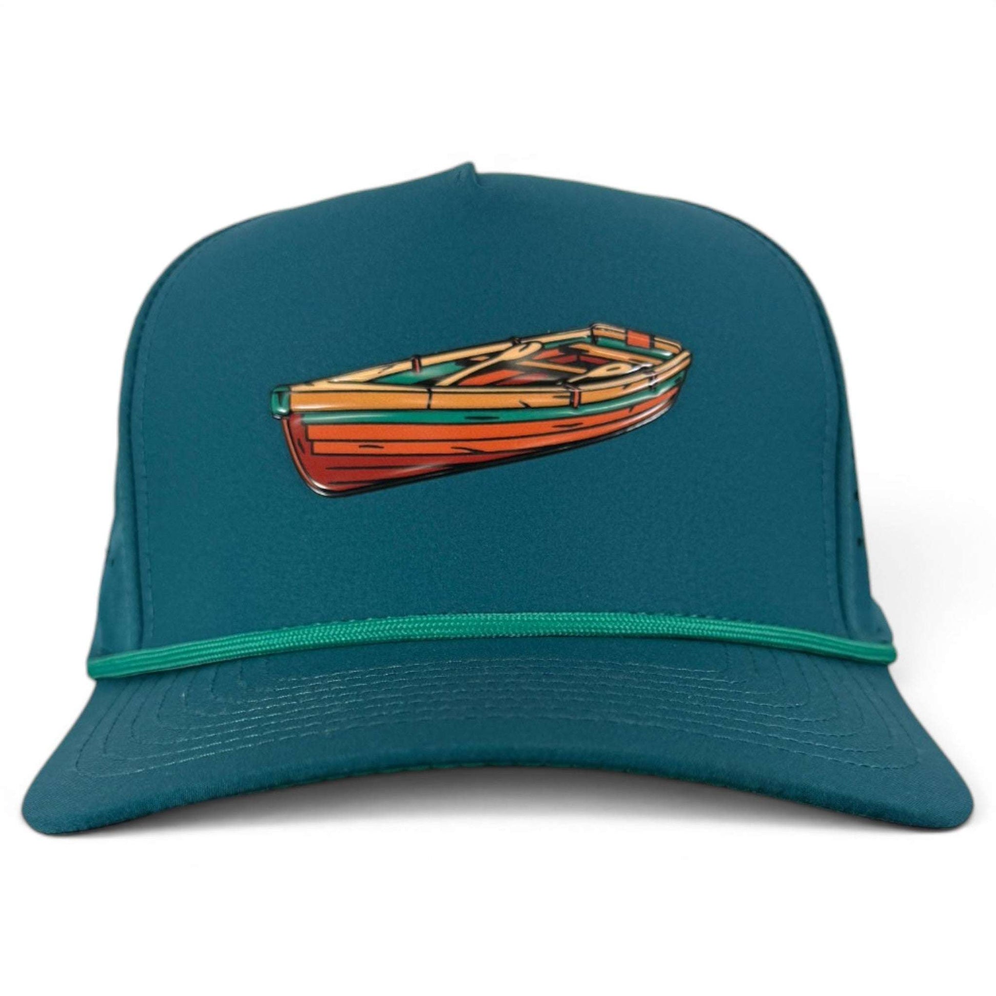 Driftwood teal snapback golf hat by Logie Joe's Golf with built-in magnetic ball marker holder and adjustable strap.