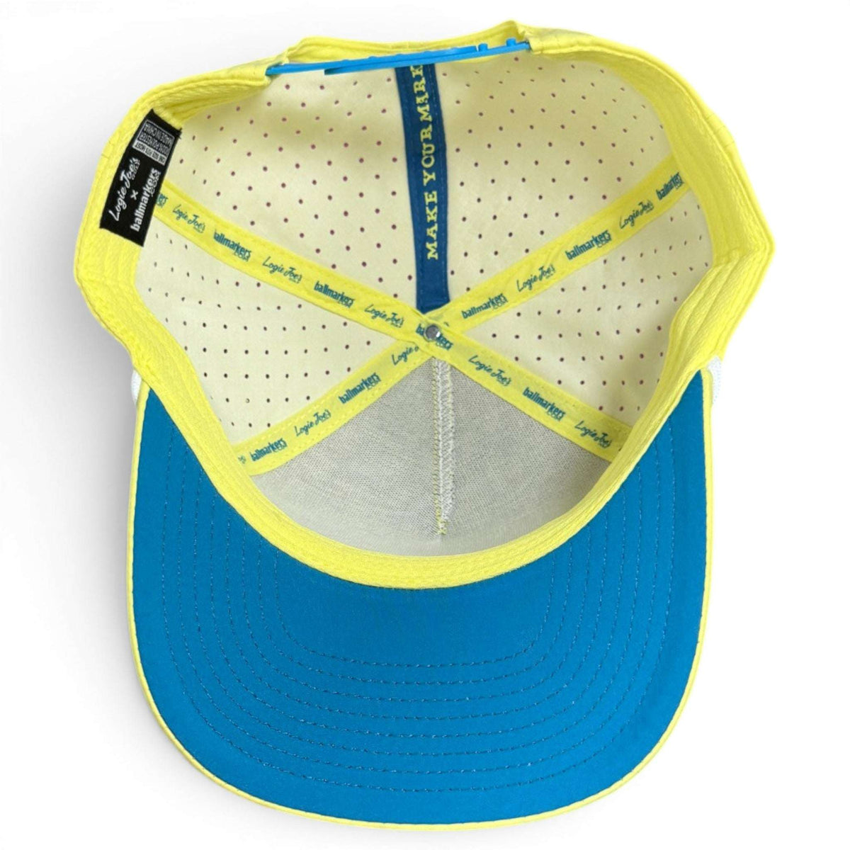 Logie Joe's Golf Motor Boatin' snapback hat with built-in magnetic ball marker holder and adjustable fit for boaters.