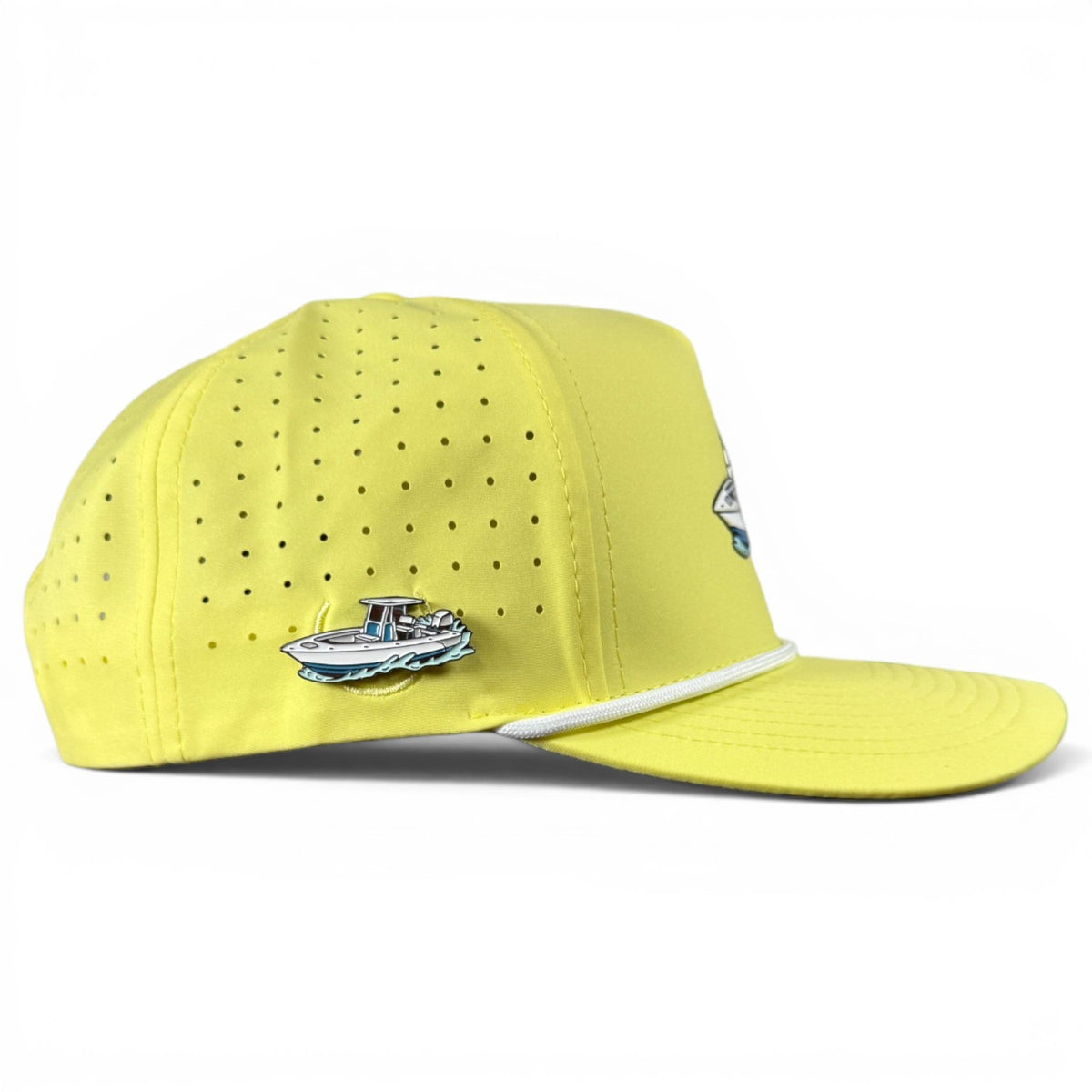 Logie Joe's Golf Motor Boatin' snapback hat with magnetic ball marker holder and adjustable fit, designed for boaters and golfers