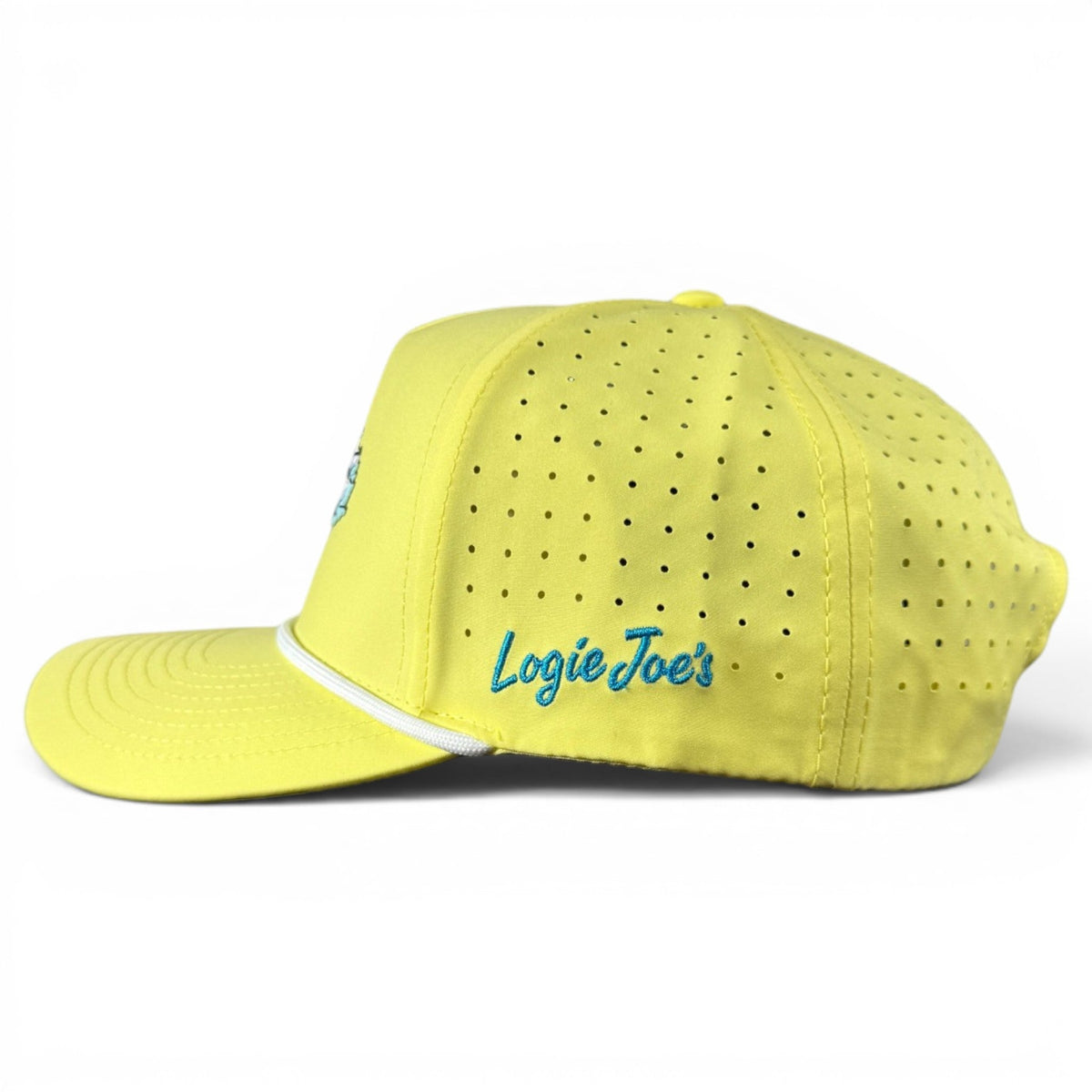 Logie Joe's Golf Motor Boatin' snapback hat with built-in magnetic ball marker holder and adjustable strap.