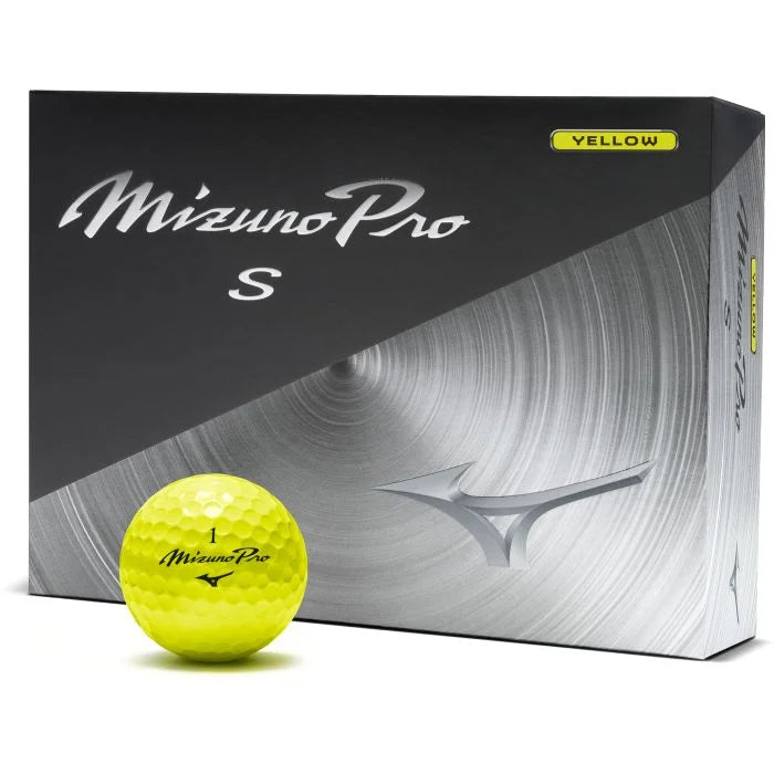 Mizuno Pro S golf balls with sleek white design, shown on a golf course, ideal for high-performance golf play
