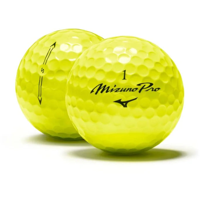 Mizuno Pro S golf balls with white dimpled surface, shown on a plain background, designed for high-performance golf play.