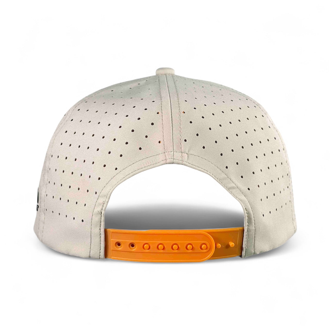 Logie Joe's Golf Breakfast Ball tan snapback cap with built-in magnetic ball marker holder and included marker, adjustable fit.