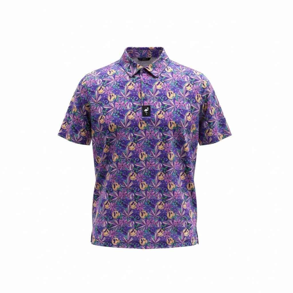 Men's purple golf polo shirt by Logie Joe's Golf, moisture-wicking performance stretch polo with a classic fit.
