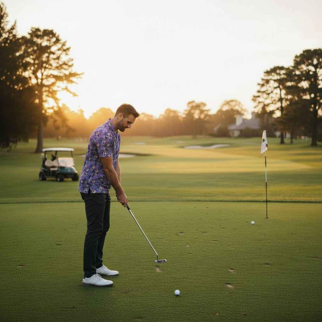 Men's Purple Haze golf polo shirt by Logie Joe's Golf, moisture-wicking performance stretch polo with a vibrant purple color.