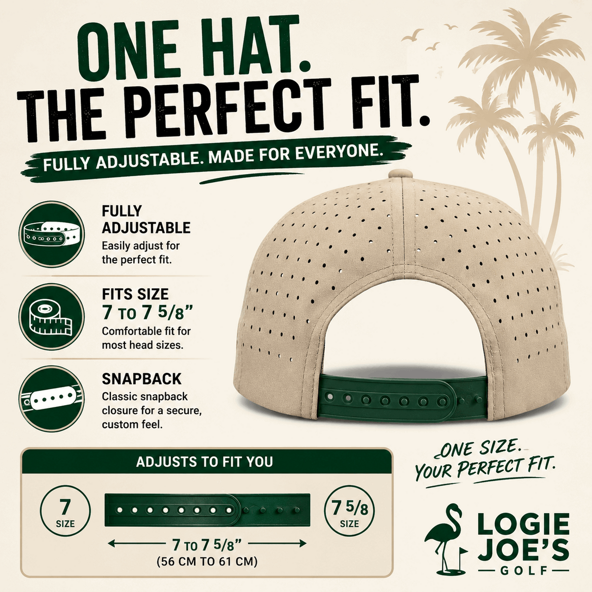 Logie Joe's Golf Freedom Flight snapback hat with magnetic ball marker holder, adjustable fit, featuring USA eagle design in red, white, and blue.