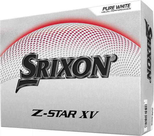 Srixon 2025 Z-STAR XV golf balls with sleek white design and brand logo, shown in a close-up image.