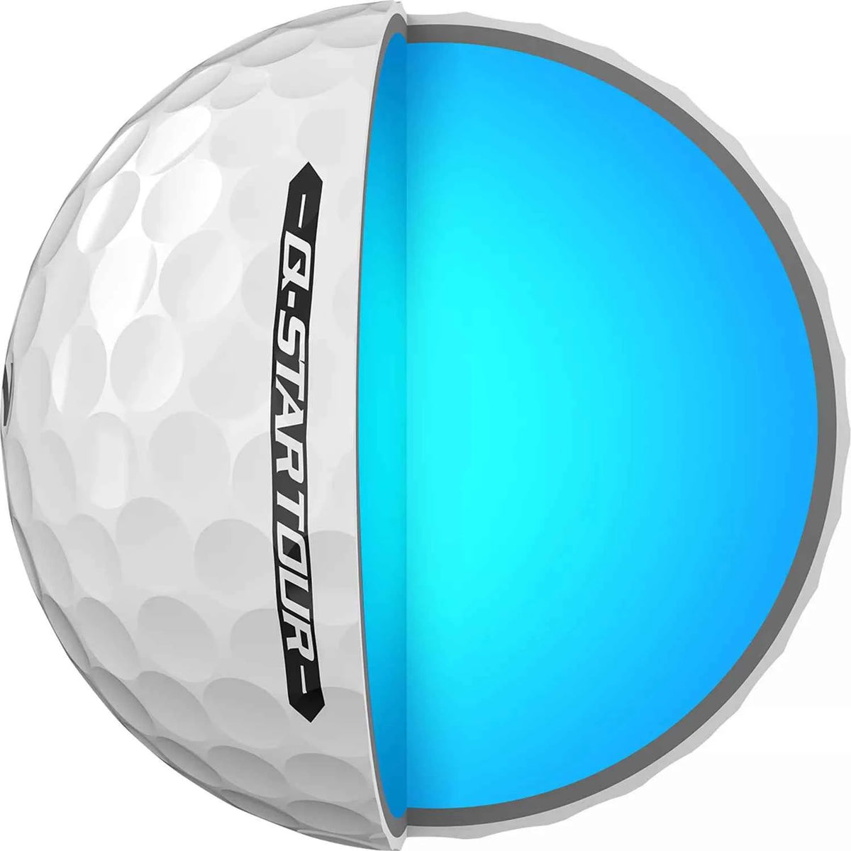 Srixon Q-STAR Tour golf balls with bright white covers, featuring the Srixon branding and a smooth dimpled surface for optimal flight.