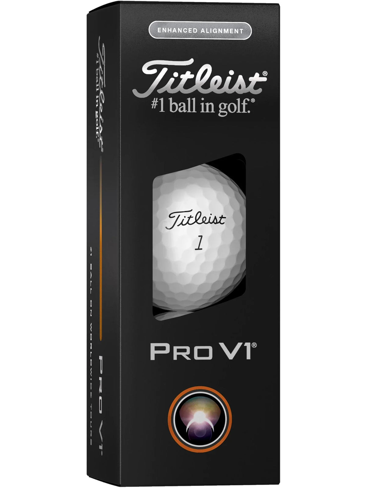 Titleist 2026 Pro V1 Enhanced Alignment golf balls by ParWestGolf, showcasing the white golf balls with alignment markings.