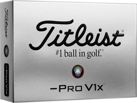 Titleist Pro V1x Left Dash golf balls by ParWestGolf displayed on a white background.