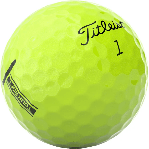 Titleist Tour Soft golf balls shown in a package, featuring the brand logo and multiple white golf balls for high-performance play.