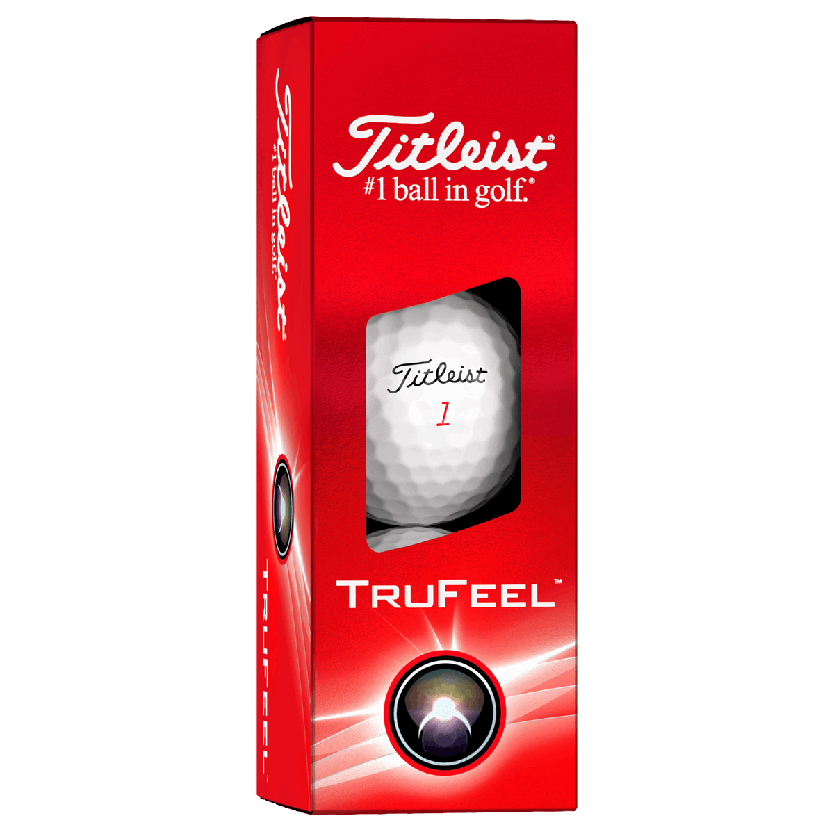 Titleist TruFeel 2024 golf balls by ParWestGolf, close-up shot showcasing the white golf ball with Titleist branding.