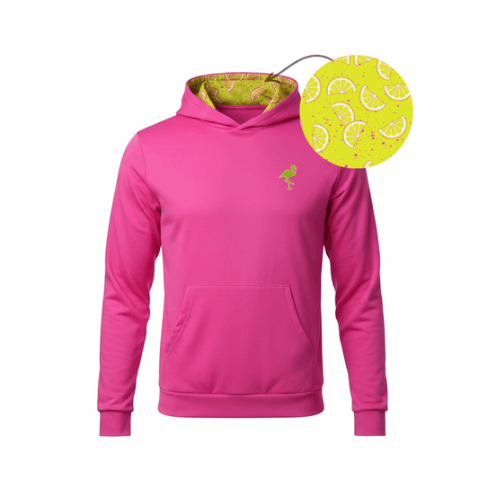 Logie Joe's Golf Main Squeeze Performance Hoodie, lightweight unisex athletic hoodie with moisture-wicking fabric, shown in black.
