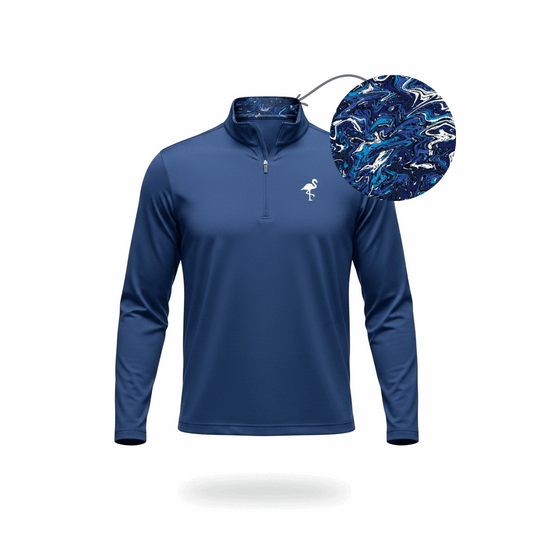 Lightweight marble wave performance quarter zip hoodie from Logie Joe's Golf, moisture-wicking unisex golf pullover.