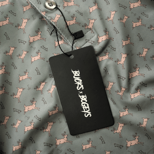Bow Crew Apparel Bows & Bucks golf polo T-shirt featuring a stylish design, perfect for bow hunting and outdoor sports enthusiasts.